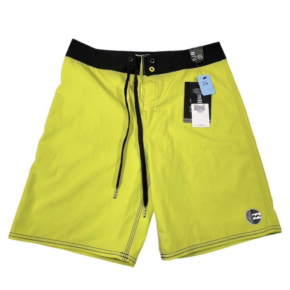 Billabong 26 Neon Yellow Board Shorts Platinum X PX3 Stretch Surf Beachwear